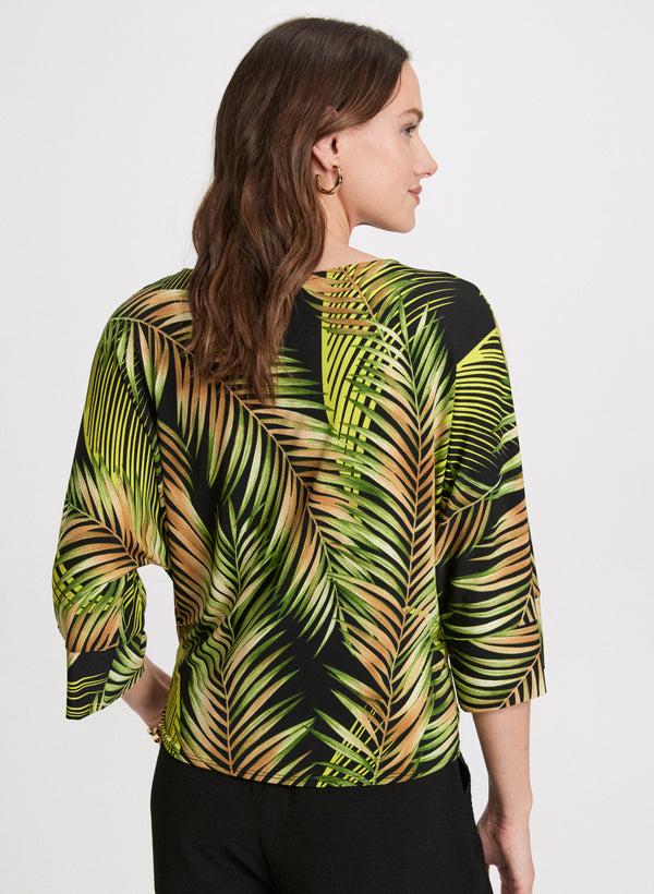 Laura Palm Print Elbow Sleeve Top