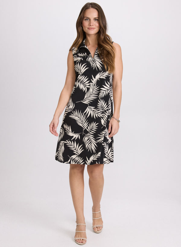 laura Palm Print Jersey Dress