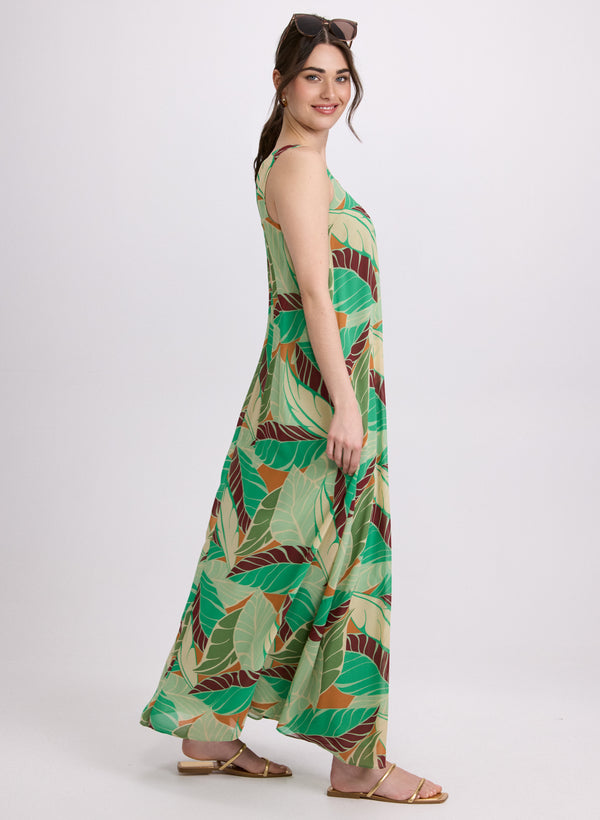 Laura Palm Print Maxi Dress