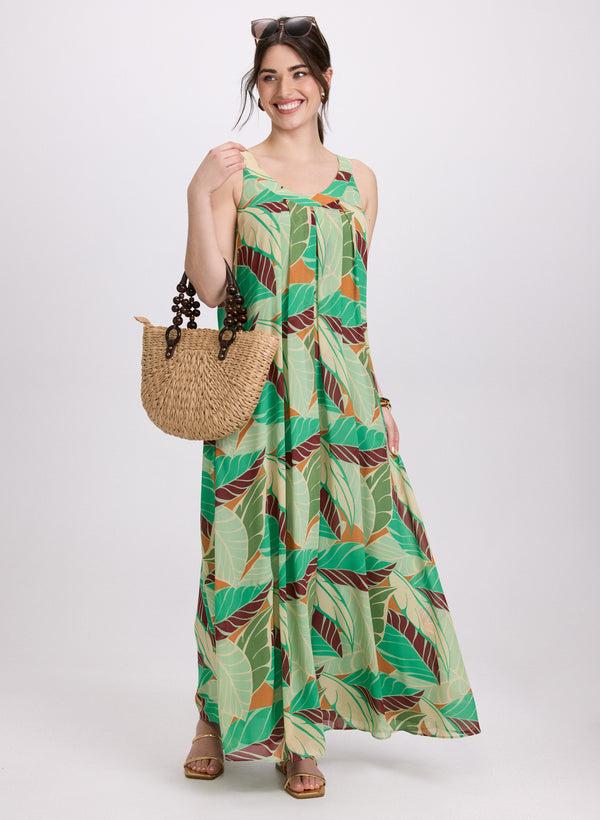 laura Palm Print Maxi Dress
