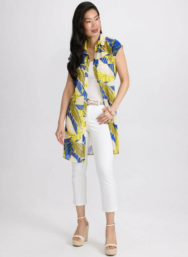 Laura Palm Print Tunic Blouse