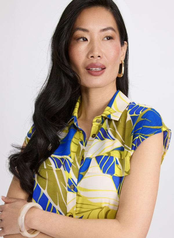 Laura Palm Print Tunic Blouse