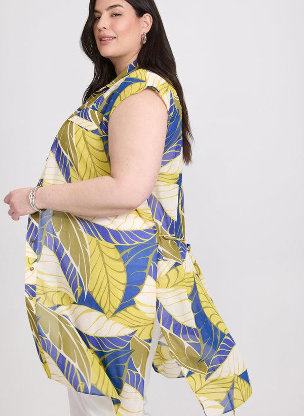 Laura Palm Print Tunic Blouse