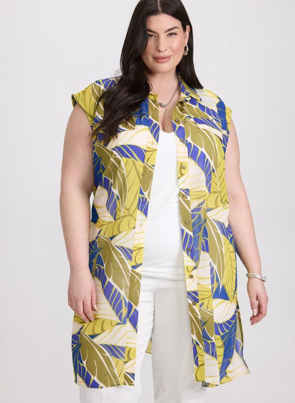 laura Palm Print Tunic Blouse