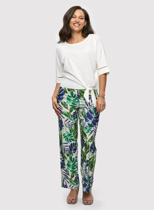 Laura Palm Print Wide Leg Pants
