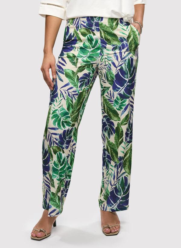 laura Palm Print Wide Leg Pants