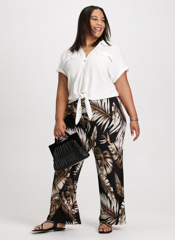 Laura Palm Print Wide Leg Pants
