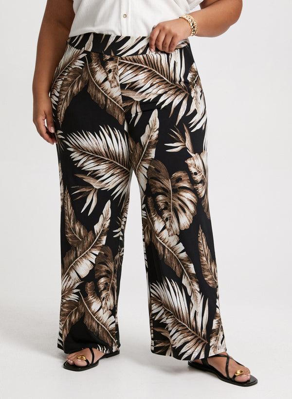 laura Palm Print Wide Leg Pants