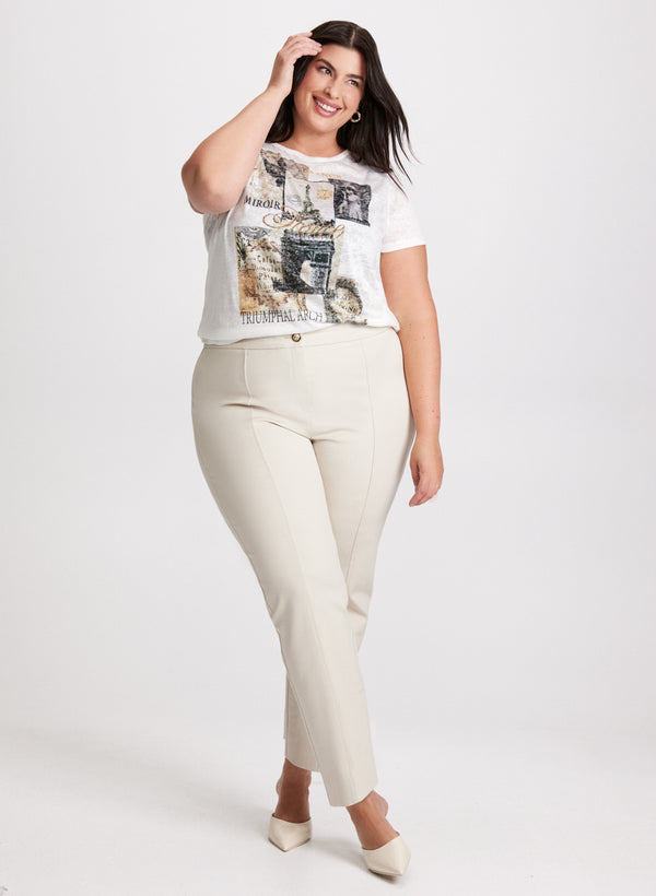 laura Paris Print T-Shirt & City Fit Slim Leg Pants