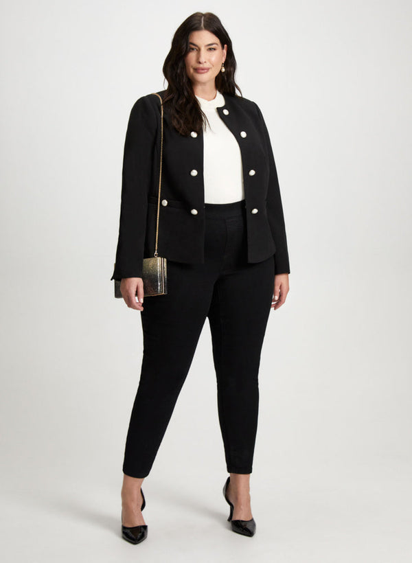 laura Pearl Button Jacket & Mock Neck Sweater