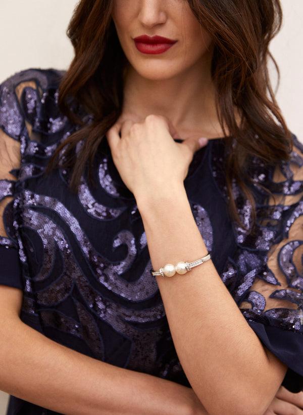 Laura Pearl Detail Bangle Bracelet