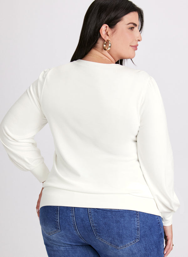 Laura Pearl Detail Long Sleeve Pullover