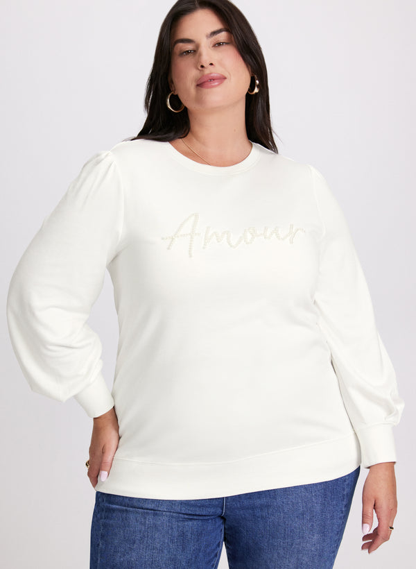 Laura Pearl Detail Long Sleeve Pullover