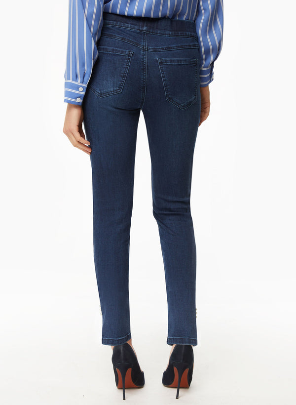 Laura Pearl Detail Pull-On Jeans