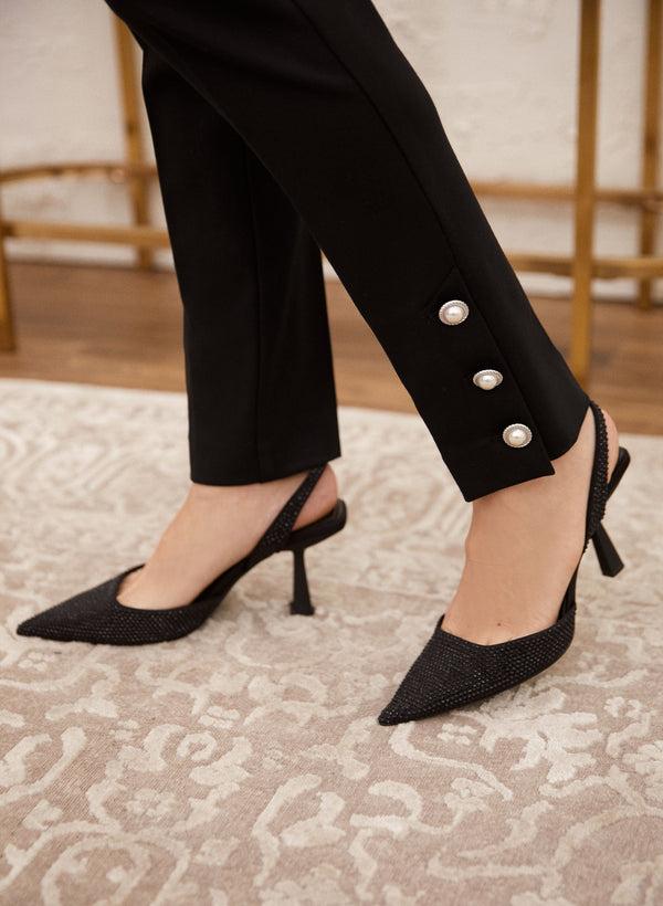 Laura Pearl Detail Pull-On Pants