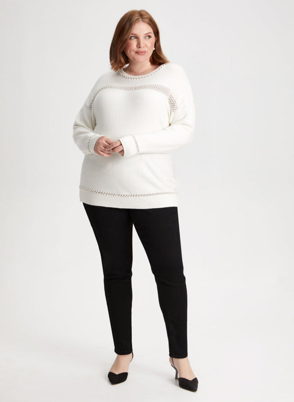laura Pearl Detail Sweater & Pull-On Jeans