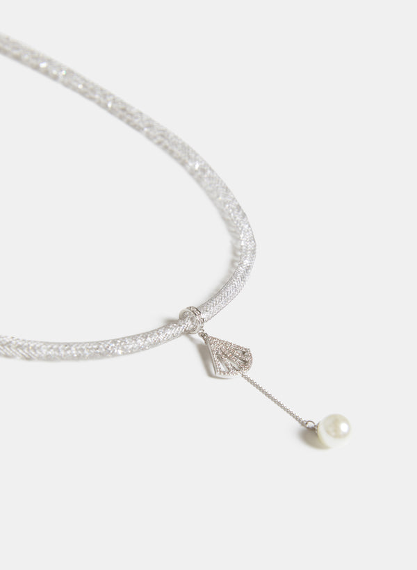 Laura Pearl Drop Mesh Collar Necklace