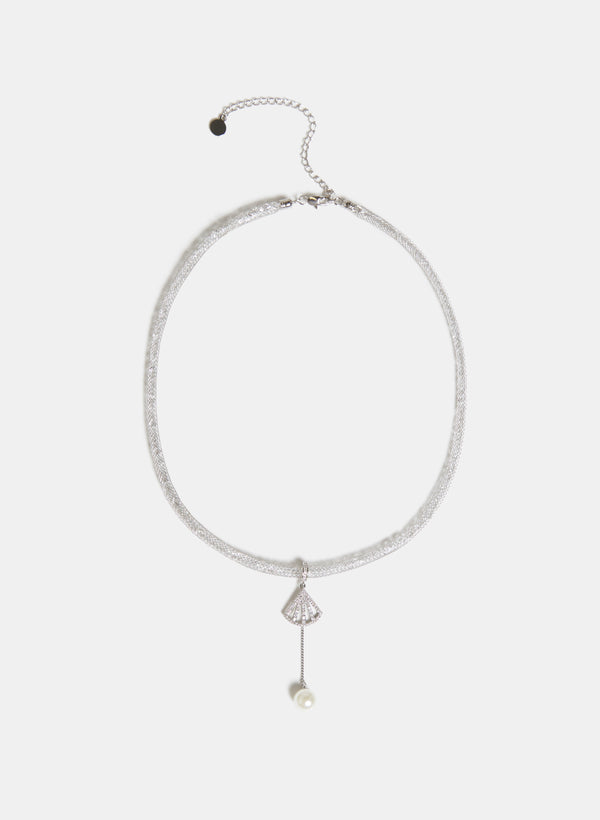 laura Pearl Drop Mesh Collar Necklace