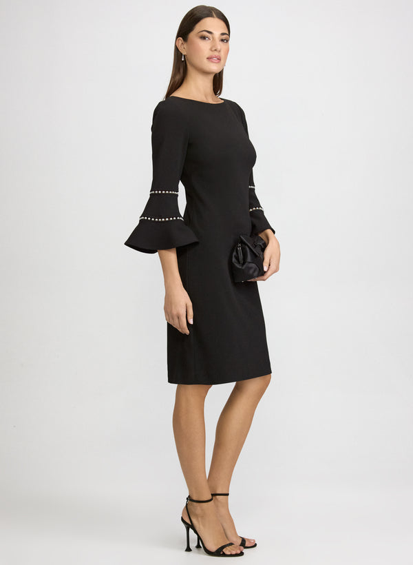 Laura Pearl Embellished Bell Sleeve Dress