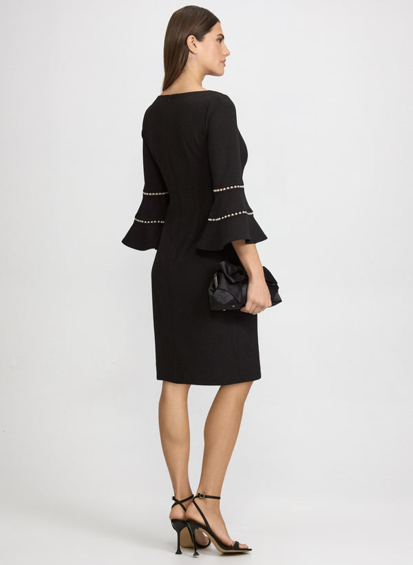 Laura Pearl Embellished Bell Sleeve Dress