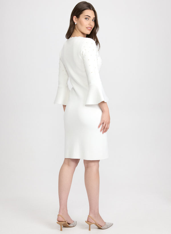 Laura Pearl Embellished Sweater Dress