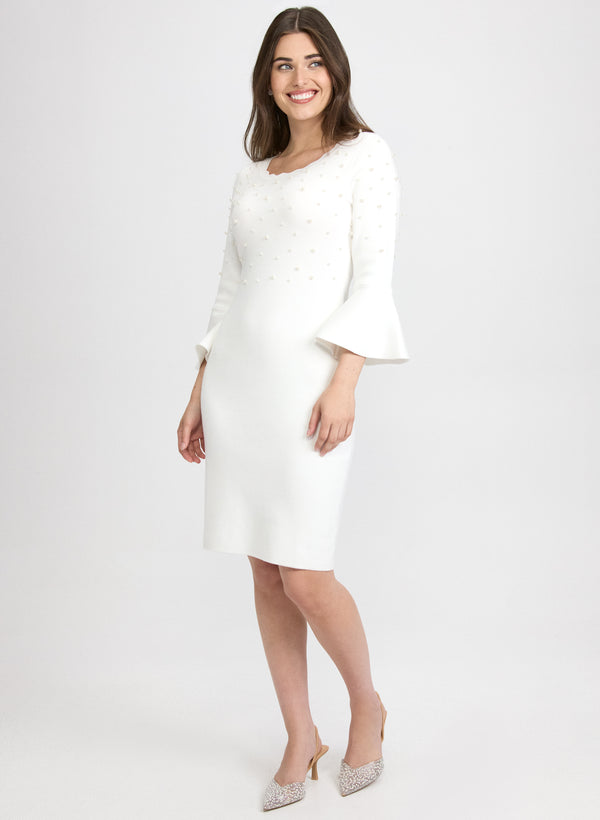Laura Pearl Embellished Sweater Dress