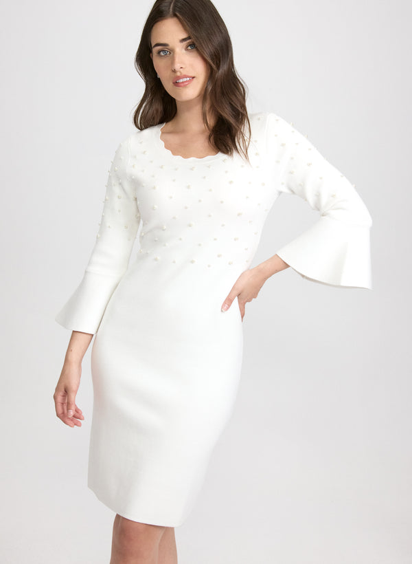 laura Pearl Embellished Sweater Dress
