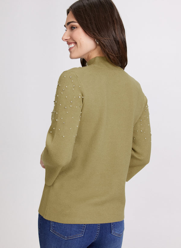 Laura Pearl & Rhinestone Trim Sweater