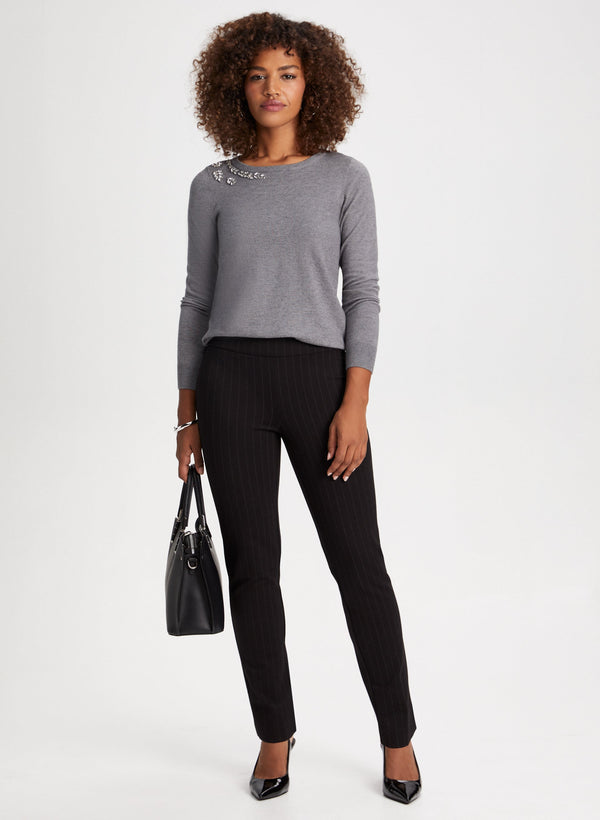 Laura Pinstripe Pull-On Pants