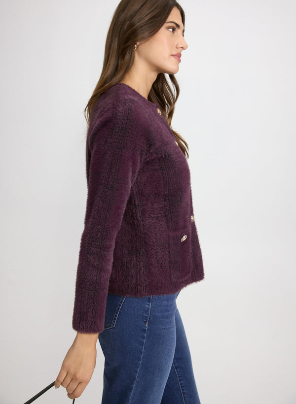 Laura Plaid Brushed Knit Cardigan