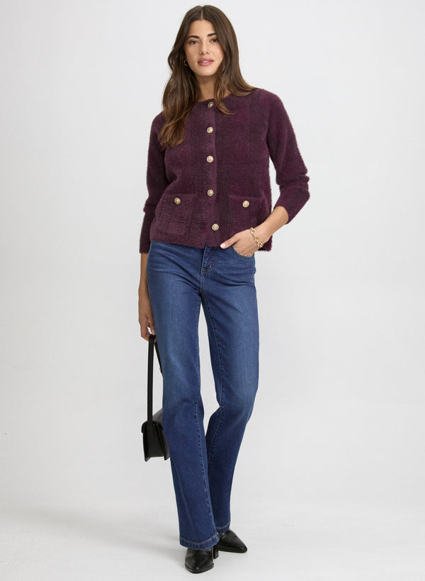 Laura Plaid Brushed Knit Cardigan