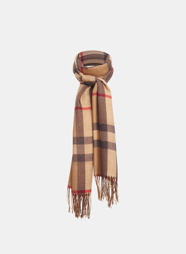 laura Plaid Glitter Knit Scarf