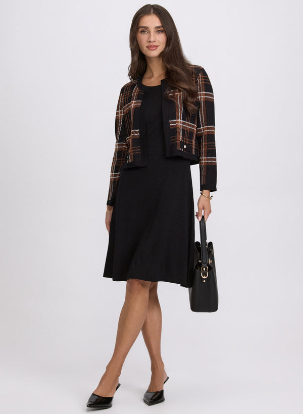 laura Plaid Jacket & Fit & Flare Dress