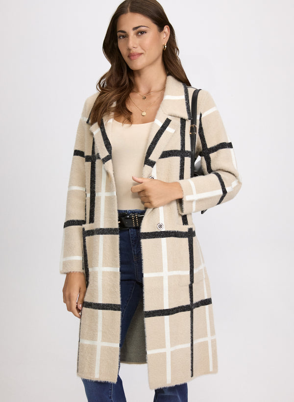 laura Plaid Knit Cardigan
