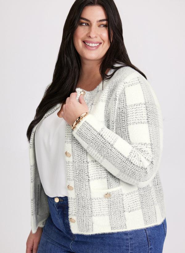 laura Plaid Print Button Cardigan