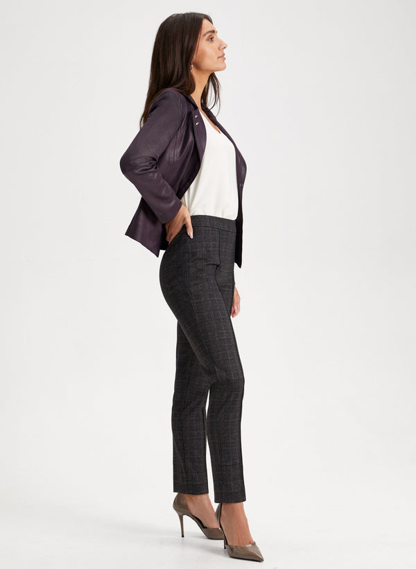 Laura Plaid Print Pull-On Pants