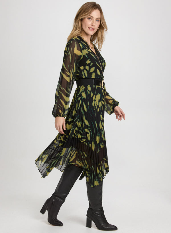 laura Pleated Chiffon Dress