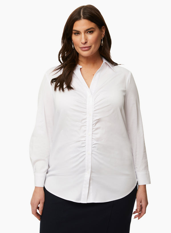 laura Pleated Detail Button Down Blouse