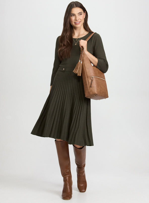 laura Pleated Fit & Flare Dress