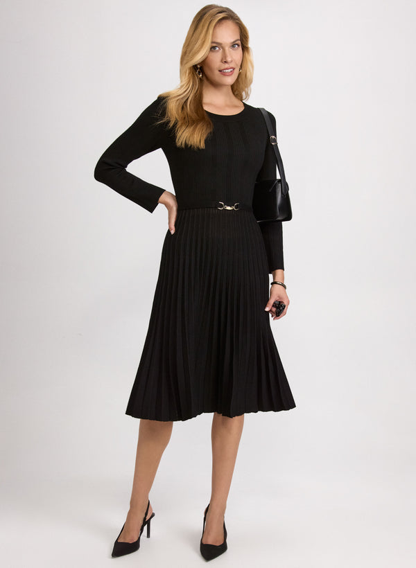 laura Pleated Knit Dress