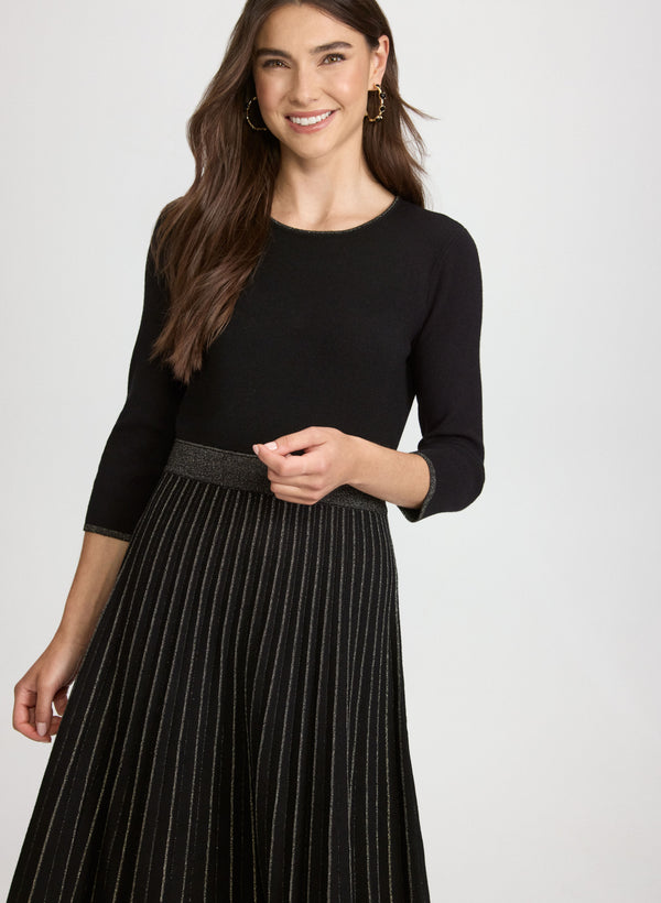 Laura Pleated Metallic Dress