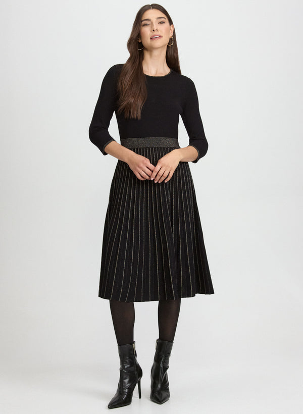 laura Pleated Metallic Dress