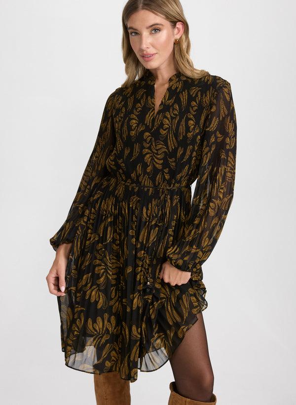 Laura Pleated Paisley Dress