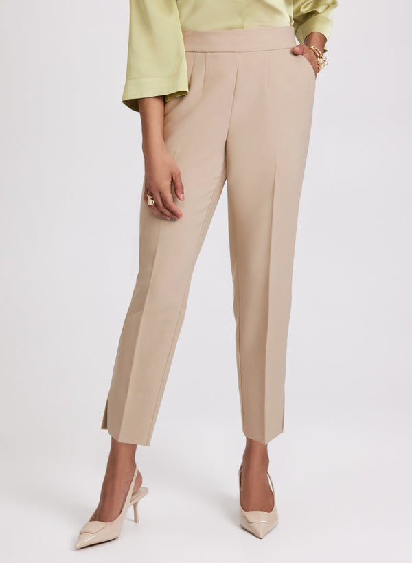 Laura Pleated Slim-Leg Pants