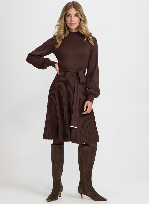 laura Pleated Sweater Dress