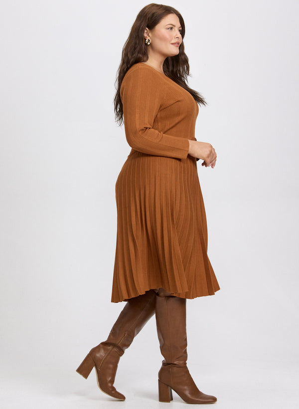 Laura Pleated Sweater Dress