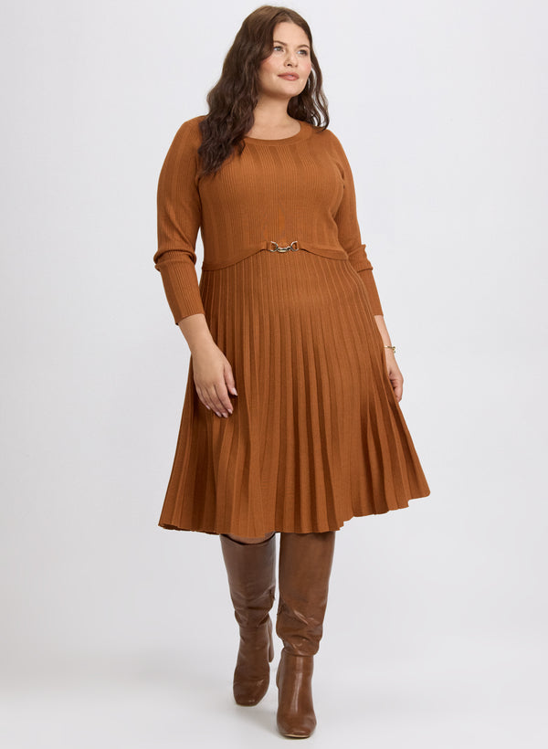 laura Pleated Sweater Dress