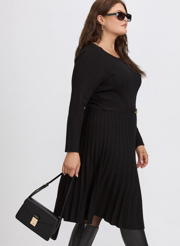 Laura Pleated Sweater Dress