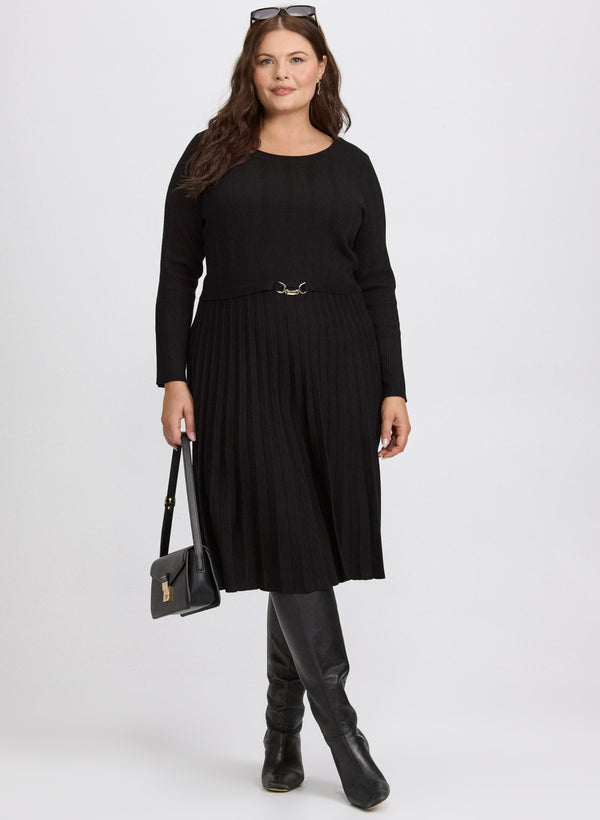 laura Pleated Sweater Dress