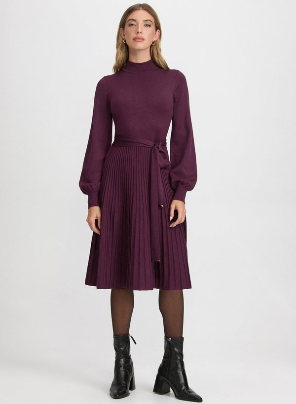 laura Pleated Sweater Dress